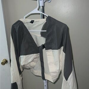 Chaser Gray and White Bomber Color-Blocked Design